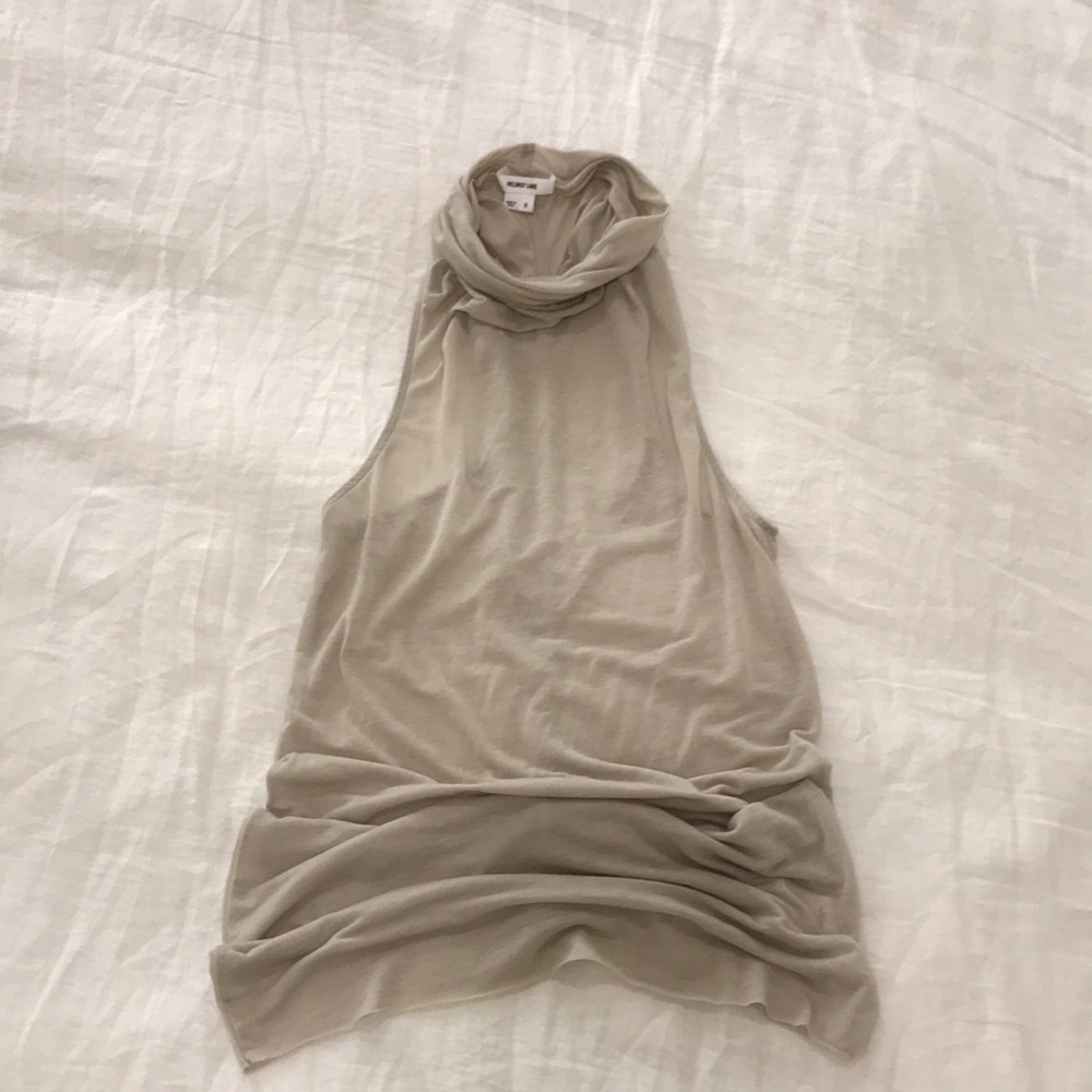 Helmet Lang slate mock neck sheer tunic S